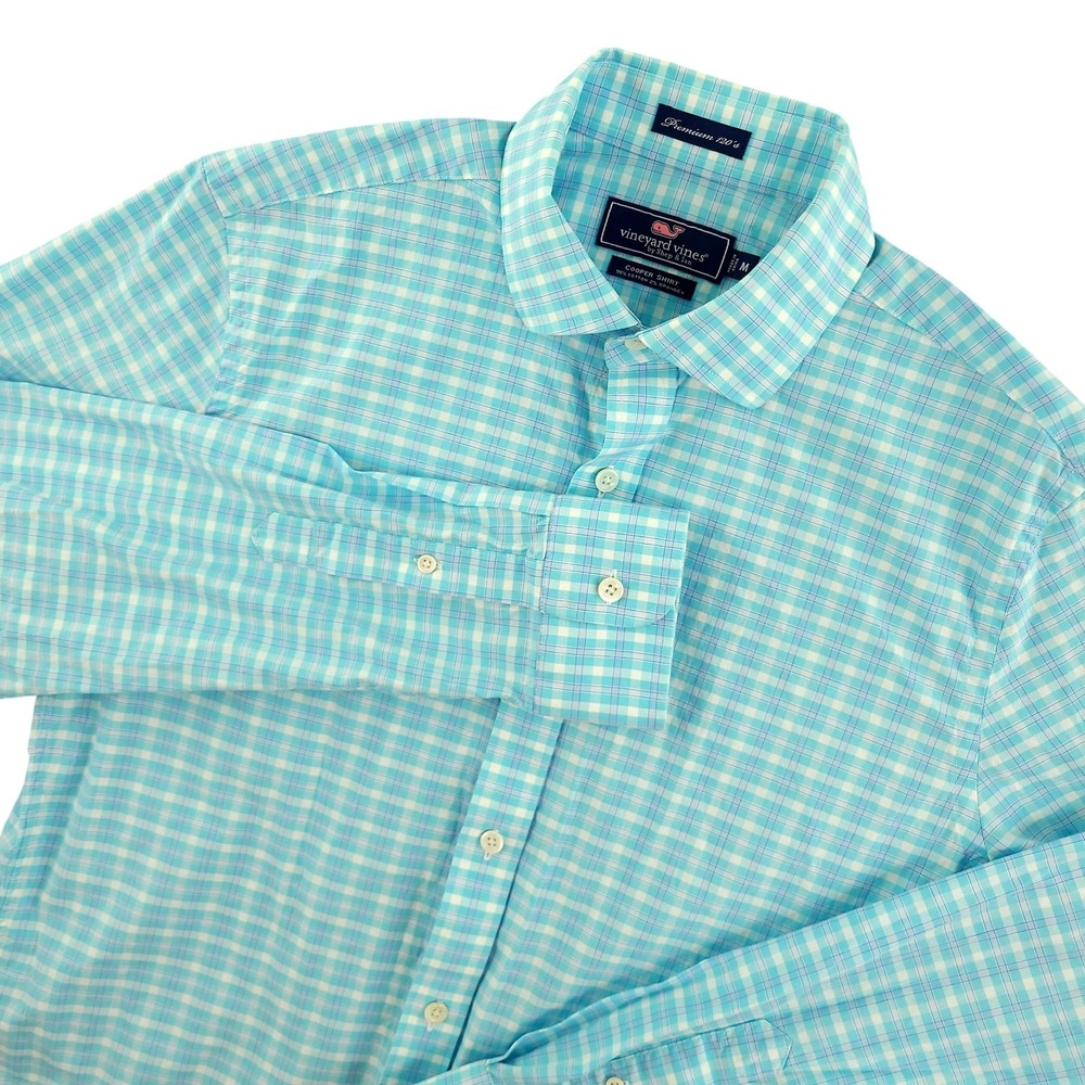 Vineyard Vines Cooper Shirt Mens M Blue Check Long Sleeve Button‎ Up